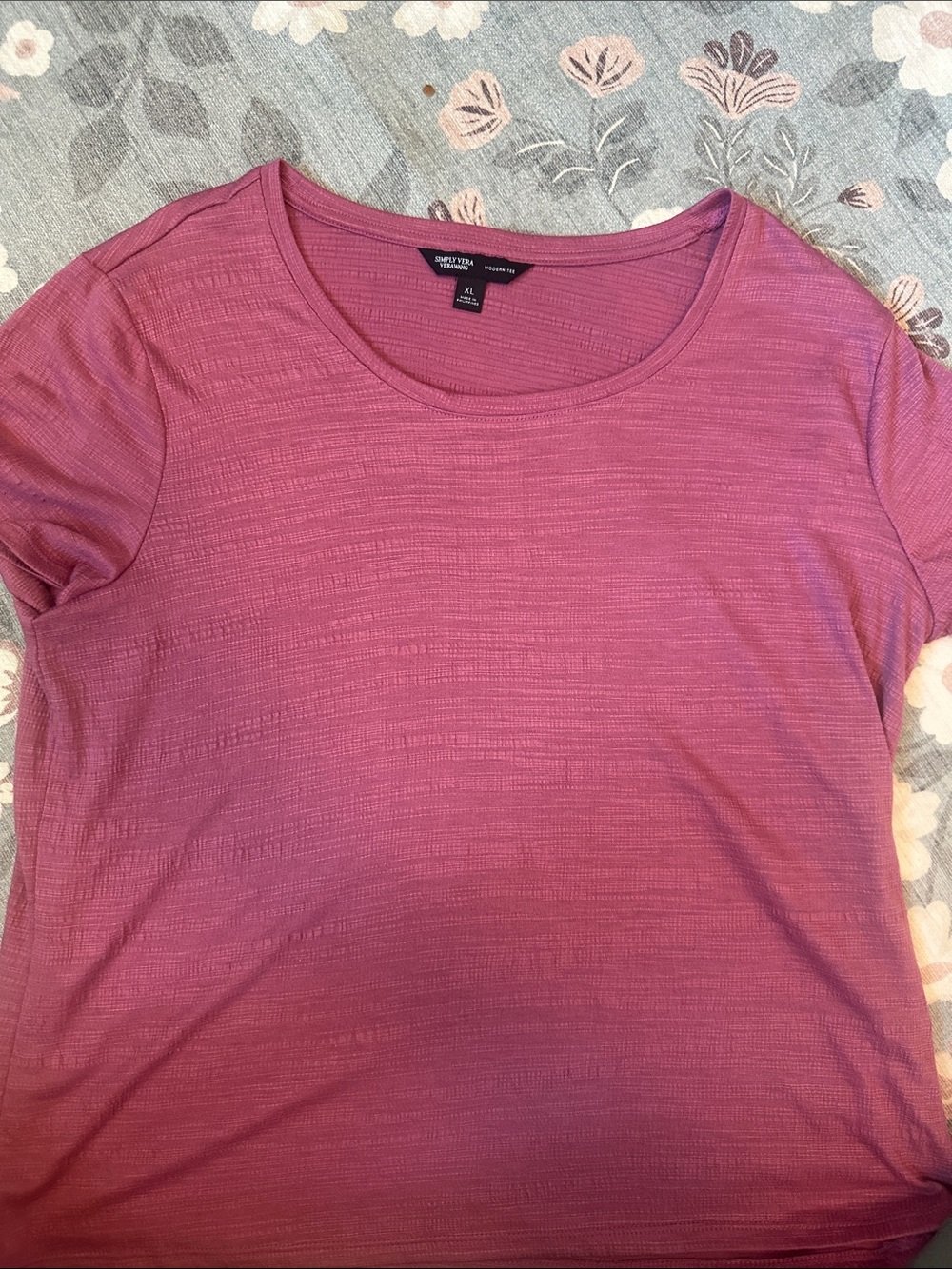 Vera Wang Modern Tee Women's Scoop Neck Short Sleeve Top - Rose Pink